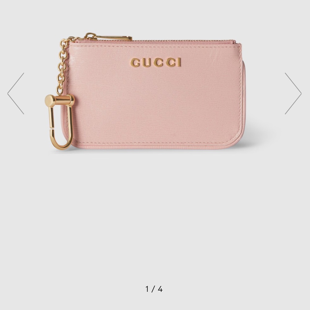 Gucci Pink Card Holder with Gold Accents